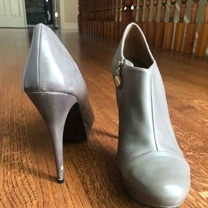 Grey Faux Leather Ankle Booties w/ Heel from Zara